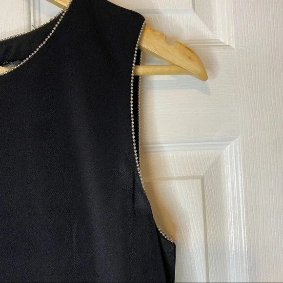 Ann Taylor Black Sheath Dress - Size 8 -  Silver beaded embellishments - EUC - Picture 10 of 11